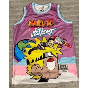 Authentic Classics Naruto Lil Uzi Vert Uzumaki #9 Basketball Jersey Pink Size M